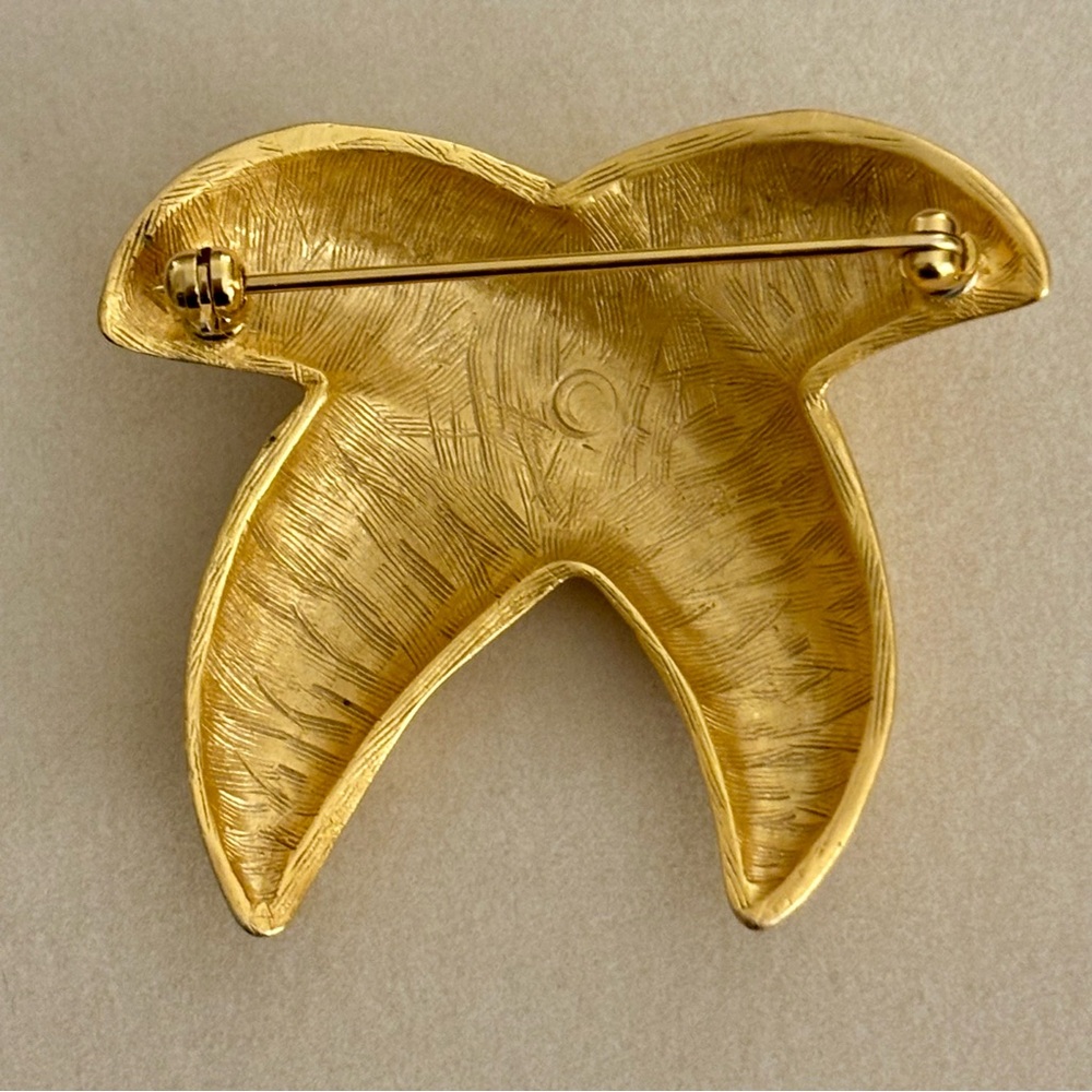 Anne Klein Vintage Brooch Gold-Tone abstract Matte Pin designer office formal - Picture 7 of 9